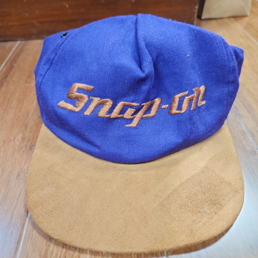 Vintage Snap-on Tools Hat 90s Purple Snapback Cap Brown Suede Brim
